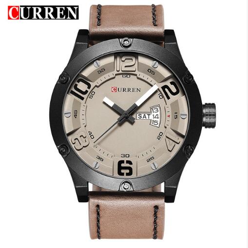CURREN Leather strap Men Sports Watches Quartz Clock 8251