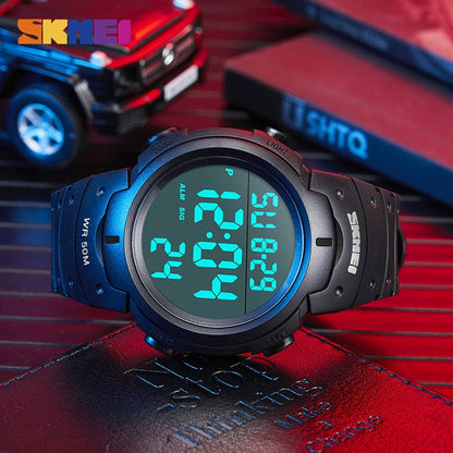 SKMEI 1068  Men Sports Watches Chronos Countdown Men's Watch Waterproof LED Digital Watch Man Electronic Clock Relogio Masculino 1068