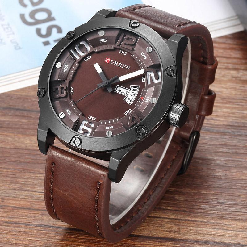CURREN Leather strap Men Sports Watches Quartz Clock 8251