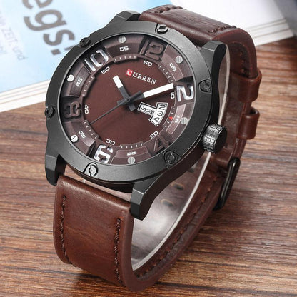 CURREN Leather strap Men Sports Watches Quartz Clock 8251