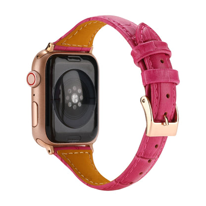 Leather Crocodile Pattern Small Waist Strap For Apple Watch Generation 7 High-End Fashion Strap