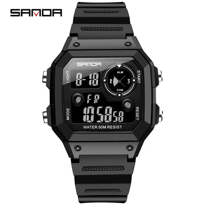 SANDA 418 Brand Men Sports Watches Fashion Chronos Countdown Men's Waterproof LED Digital Watch Man Military Clock Relogio Masculino