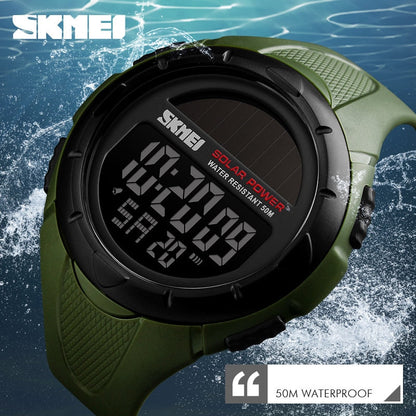 SKMEI 1405 Military Sport Watches Men Solar Power Outdoor Shock Digital Watch Chrono 50M Water Resistant Wristwatches reloj deportivo