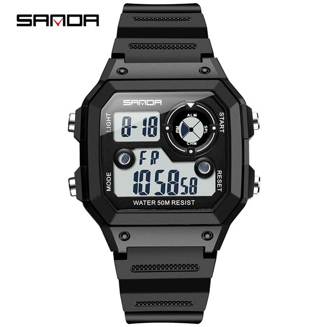 SANDA 418 Brand Men Sports Watches Fashion Chronos Countdown Men's Waterproof LED Digital Watch Man Military Clock Relogio Masculino