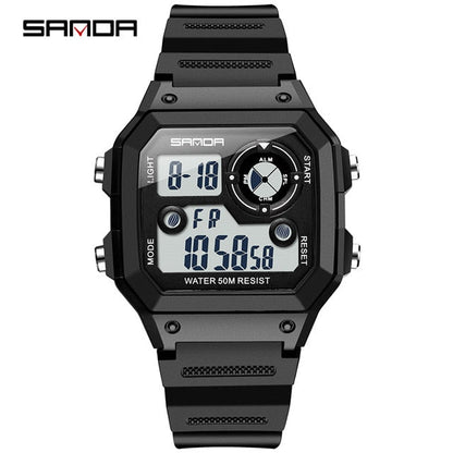 SANDA 418 Brand Men Sports Watches Fashion Chronos Countdown Men's Waterproof LED Digital Watch Man Military Clock Relogio Masculino