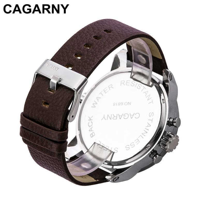 Cagarny Watches Men Luxury  Strap Quartz Dual Time Zone Sports Wristwatch