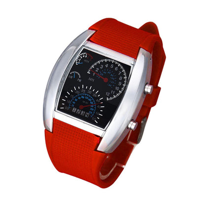 Men LED Light Speedometer with Calendar Sports Fan Dashboard Car Dial Meter Watch