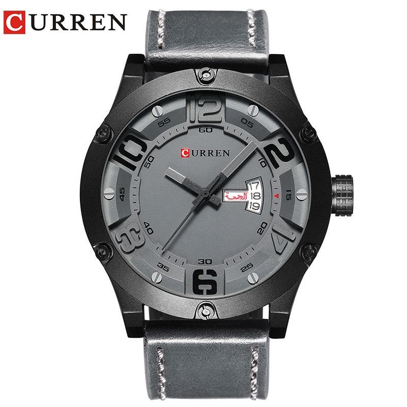 CURREN Leather strap Men Sports Watches Quartz Clock 8251