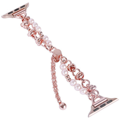 Applicable to Apple S8 Watch With Apple Watch Small Fragrant Pearl Stainless Steel Metal iwatch SE Watchband