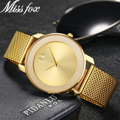 Clearance MISSFOX  2446 Unique Design Minimalist Watch Men Novel Stylish Male Watches Fashion Sports Quartz Wrist Watch For Men Women