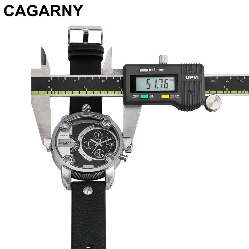 Cagarny Watches Men Luxury  Strap Quartz Dual Time Zone Sports Wristwatch
