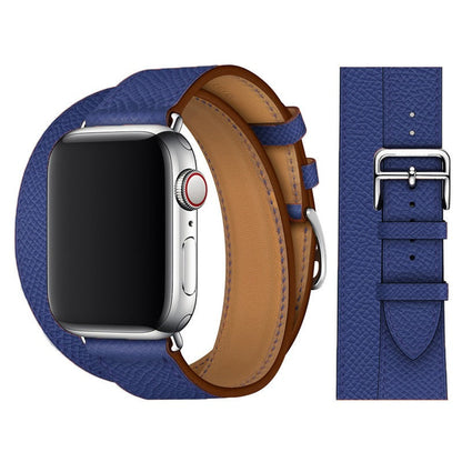 Suitable For Apple Iwatch8 Two-Color Double Loop Leather Strap Apple Watch 7 Contrast Leather Extended Wrist Strap