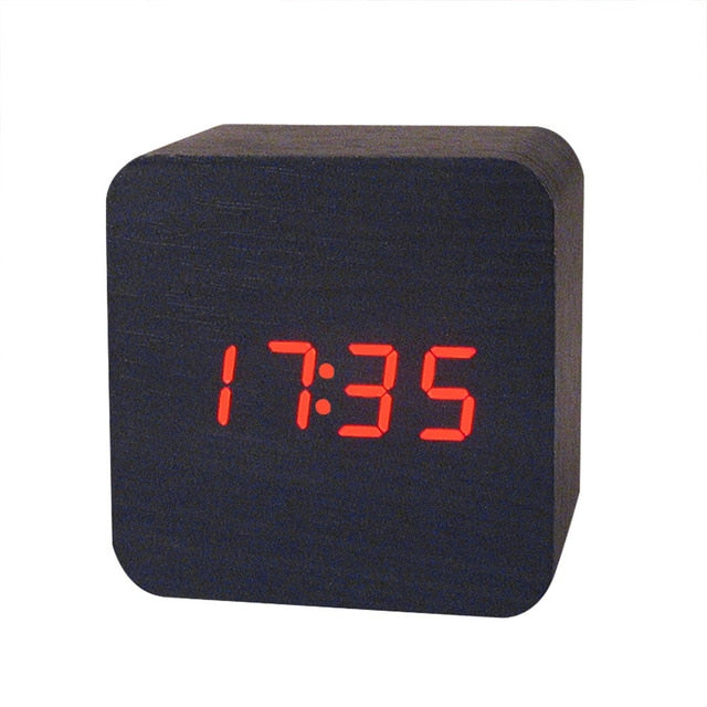 MINI Wooden LED Alarm Clocks Temperature Electronic Clock Sounds Control Digital LED Display Desktop Calendar Table clock 1O18