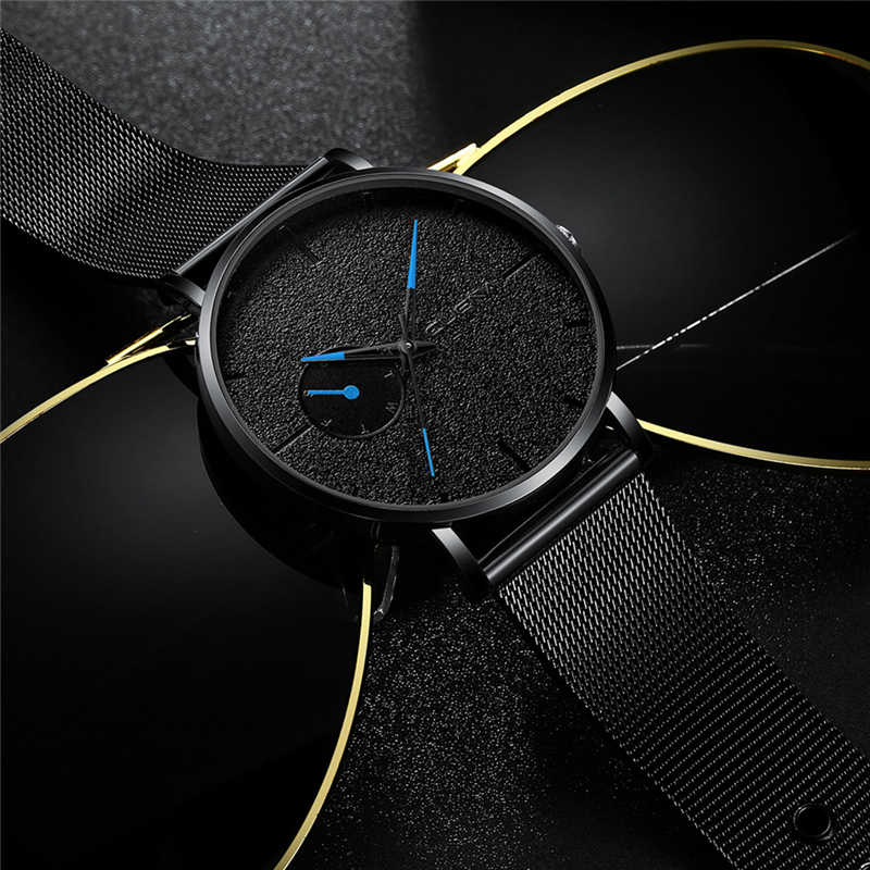 CUENA Men Fashion Sport Mesh Stainless Steel Belt Strap Watch Top Brand Luxury Quartz Watch Men Casual Watch