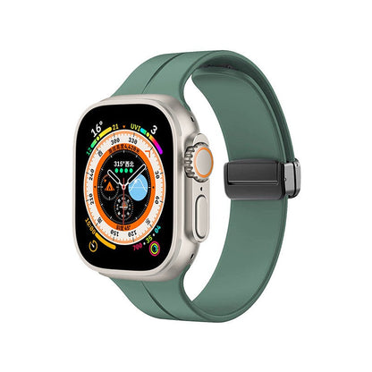 Suitable for Apple Silicone Magnetic Watch Strap ApplewatchS8/7/6/5/Ultra Adjustable Folding Buckle Watch Strap