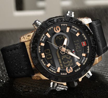 NAVIFORCE Luxury Brand Men Analog Digital Leather Sports Watches Men's Army Military Watch Man Quartz Clock Relogio Masculino
