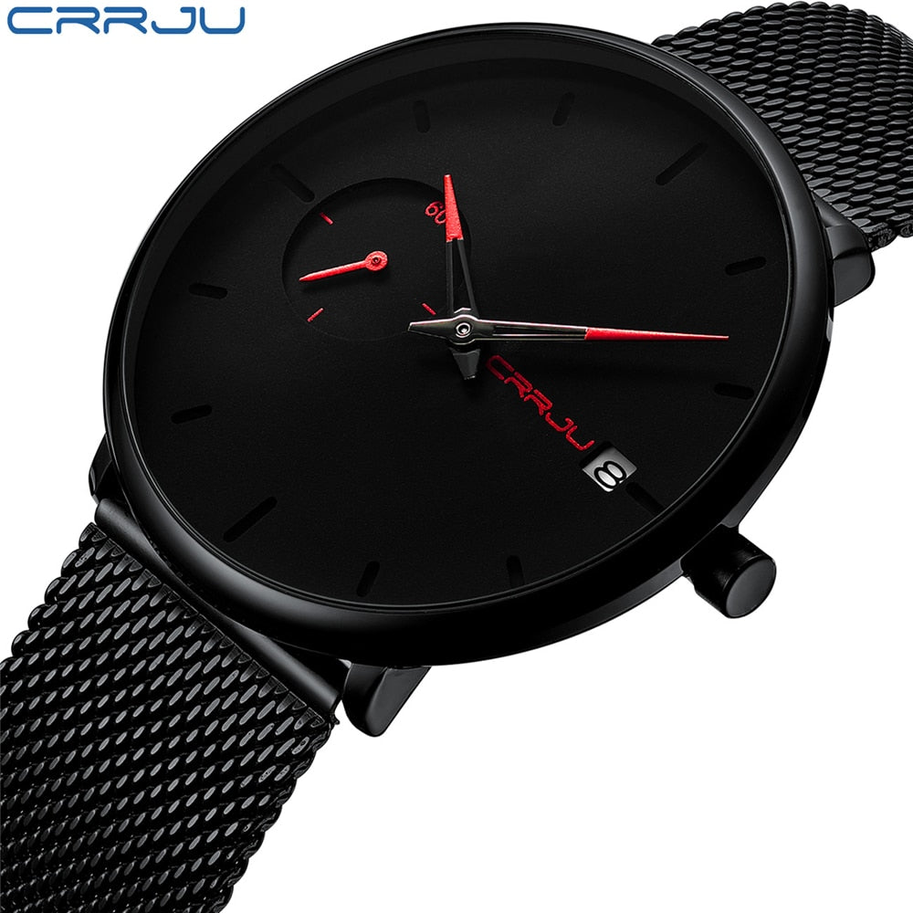 Crrju Sports Date Mens Watches Top Brand Luxury Waterproof Sport Watch