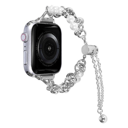Applicable to Apple S8 Watch With Apple Watch Small Fragrant Pearl Stainless Steel Metal iwatch SE Watchband