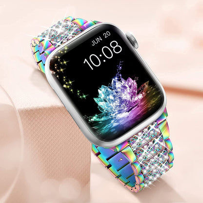 Suitable For iwatch Watchband Three Beads Diamond Inlaid Zinc Alloy Apple Watchband Apple Watchband