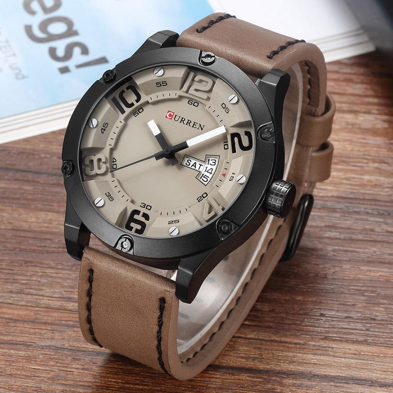 CURREN Leather strap Men Sports Watches Quartz Clock 8251