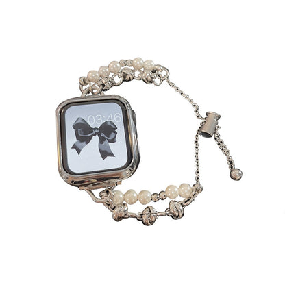 Applicable to Apple S8 Watch With Apple Watch Small Fragrant Pearl Stainless Steel Metal iwatch SE Watchband