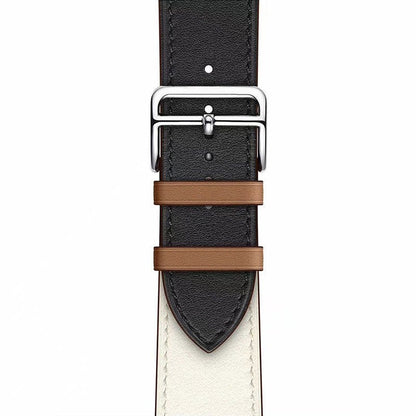 Suitable For Apple Iwatch8 Two-Color Double Loop Leather Strap Apple Watch 7 Contrast Leather Extended Wrist Strap