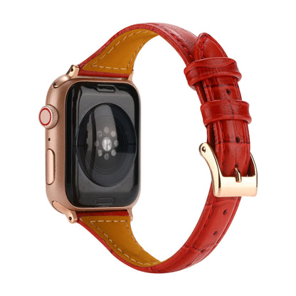Leather Crocodile Pattern Small Waist Strap For Apple Watch Generation 7 High-End Fashion Strap