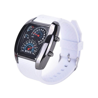 Men LED Light Speedometer with Calendar Sports Fan Dashboard Car Dial Meter Watch