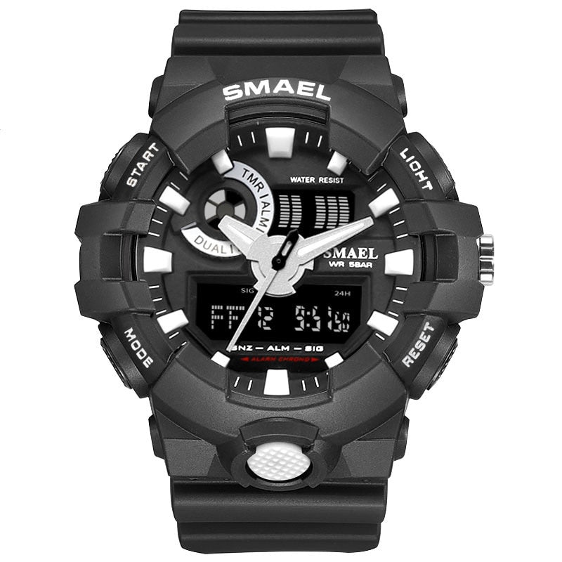 SMAEL 1642-2 Brand Luxury Cowboy Sport Watch New Men Military Watches Analog Army Digital Writwatch 8001 Waterproof Clock Men's Watch