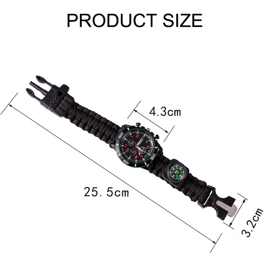 Military Outdoor Paracord Survival Bracelet Compass 6 In 1 Fire Watch Bileklik Erkek Whistle Buckle Safety Climbing Rope Lanyard