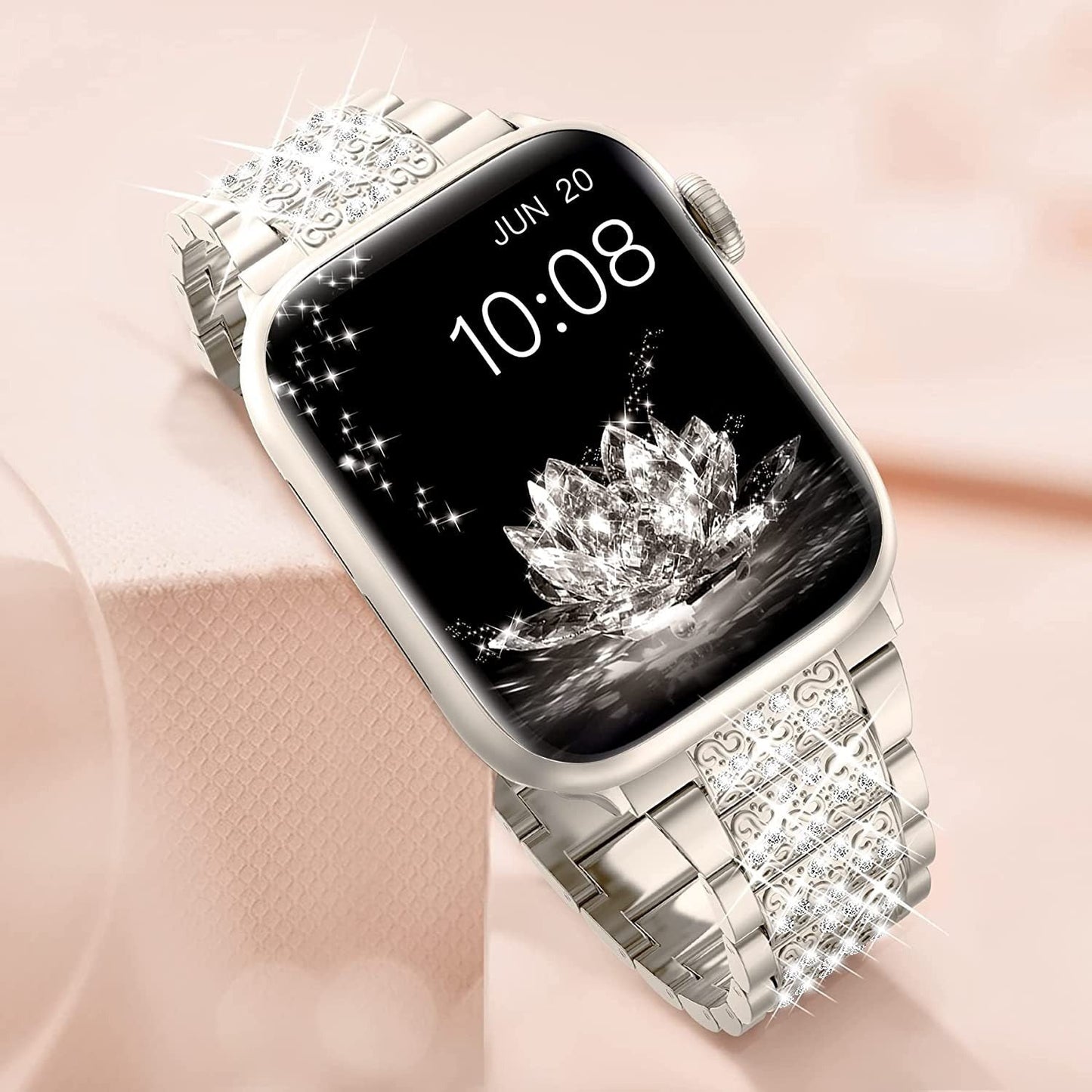 Suitable For iwatch Watchband Three Beads Diamond Inlaid Zinc Alloy Apple Watchband Apple Watchband