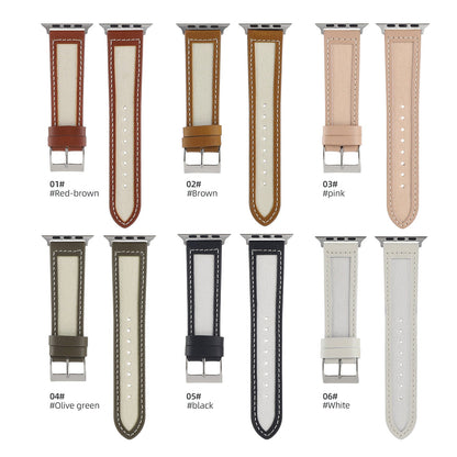 Suitable for Apple Watch Strap Apple Watch7-1 Leather Strap iwatch7 Simple Canvas Leather Strap