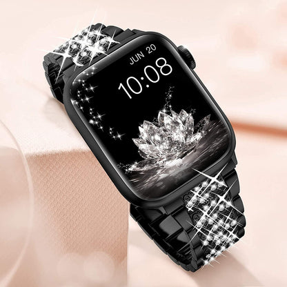 Suitable For iwatch Watchband Three Beads Diamond Inlaid Zinc Alloy Apple Watchband Apple Watchband