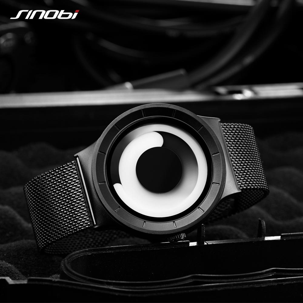 Unique Vortex Concept Watch Men Modern Trend Sport Black Wrist Watches