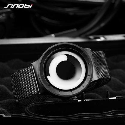 Unique Vortex Concept Watch Men Modern Trend Sport Black Wrist Watches