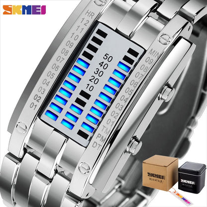 SKMEI 0953 Fashion Creative Sport Watch Women Stainless Steel Strap LED Display Watches 5Bar Waterproof Digital Watch reloj hombre