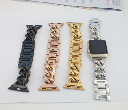 Suitable For Apple Watch Stainless Steel Strap Single Row Denim Chain Steel Band Metal Strap
