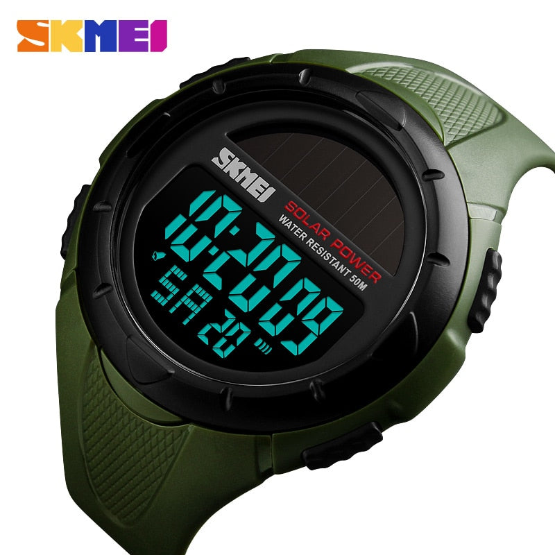 SKMEI 1405 Military Sport Watches Men Solar Power Outdoor Shock Digital Watch Chrono 50M Water Resistant Wristwatches reloj deportivo