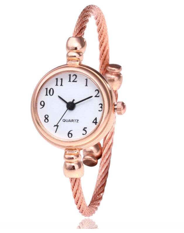 Women's Watches Bracelet Style Opening Simple Retro Art Fashion Watches Women's Fashion Quartz Watch Relogio Feminino Rose gold belt