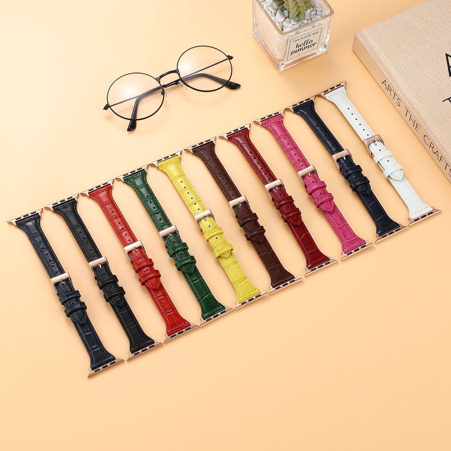 Leather Crocodile Pattern Small Waist Strap For Apple Watch Generation 7 High-End Fashion Strap