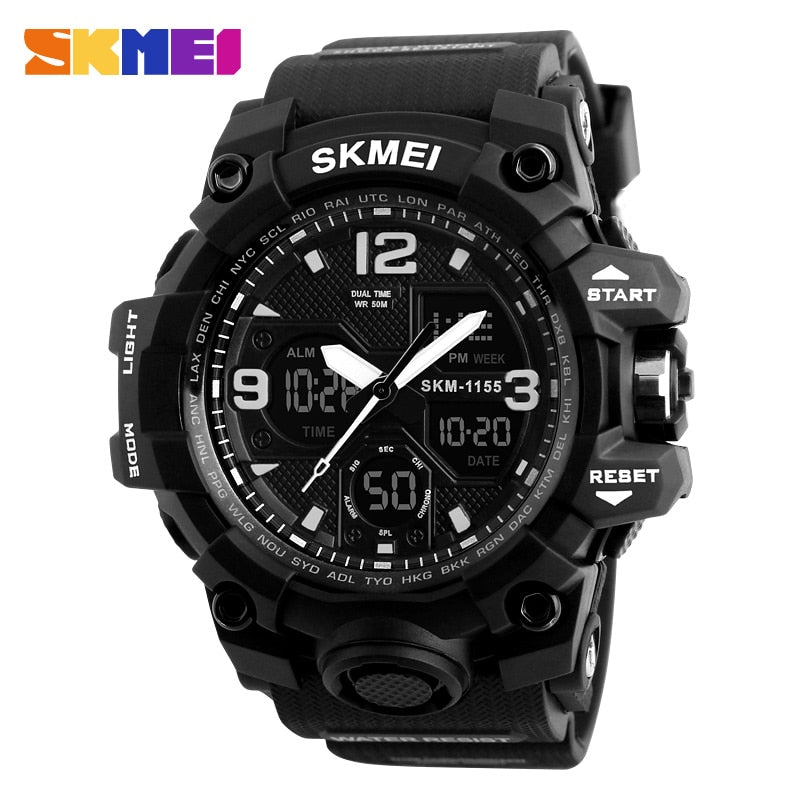 New Fashion Men Sports Watches SKMEI 1155B Men Quartz Analog LED Digital Clock Man Military Waterproof Watch Relogio Masculino 1155B