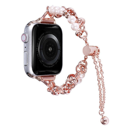 Applicable to Apple S8 Watch With Apple Watch Small Fragrant Pearl Stainless Steel Metal iwatch SE Watchband