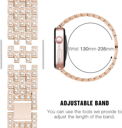 Metal Strap for Apple Watch Band 41mm 45mm 40mm 44mm Woman Diamond Stainless Steel Link Bracelet iWatch 8 7 6 SE 5 3 Accessories