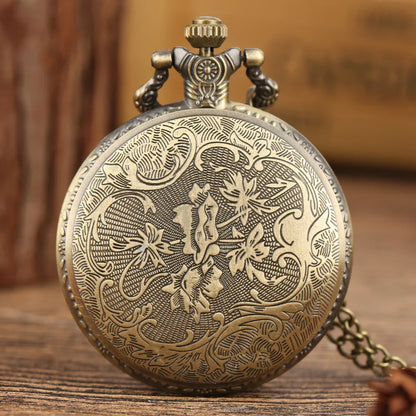 Unique Bronze Chinese Zodiac Quartz Pocket Watches Necklace Chain Pendant Fob Watch Steampunk Clock Gift For Birthday Christmas